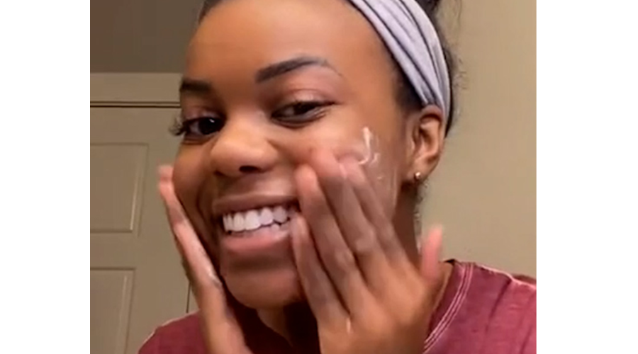 Tierra Mauney washes her face with PanOxyl Acne Foaming Wash