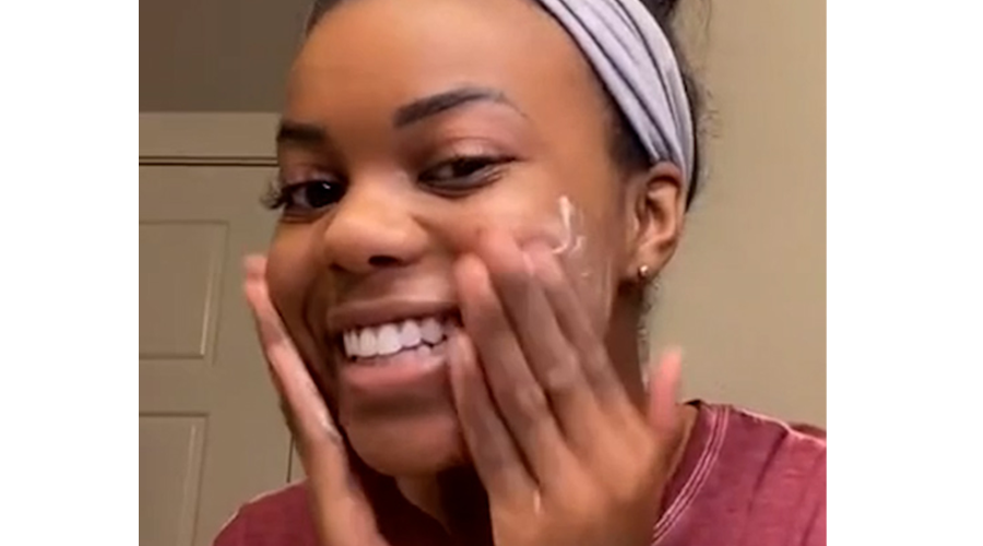 Tierra Mauney washes her face with PanOxyl Acne Foaming Wash