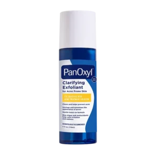 A bottle of PanOxyl clarifying exfoliant.