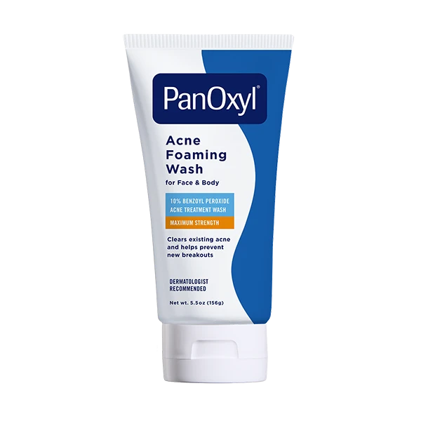 A tube of PanOxyl Acne foaming wash.